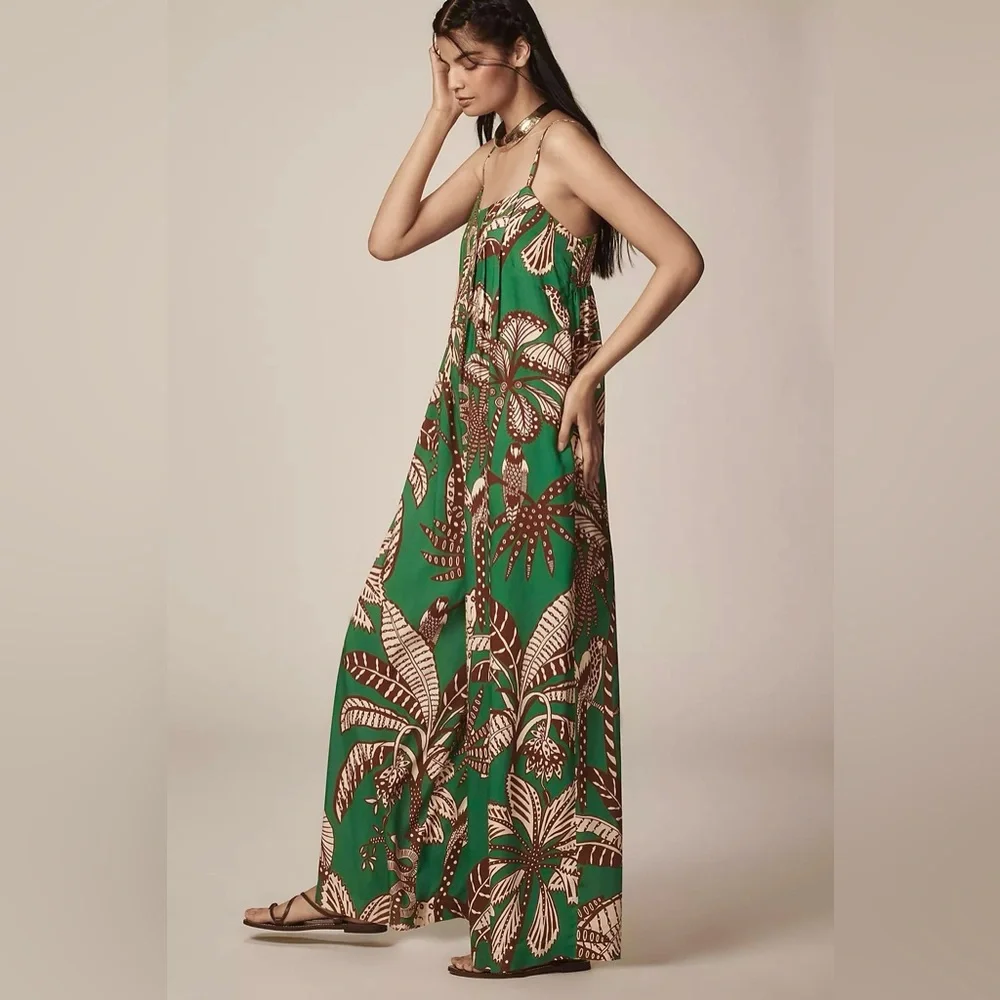 FARM Rio x Anthropologie Waistless Amazonia Printed Jumpsuit Size Small NWT - Picture 1 of 13